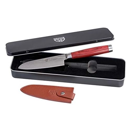  [아마존베스트]GRAEWE Damascus Steel Knife - Sharp Blade - Damascus Santoku Knife with Wooden Handle - Damask Kitchen Knife in Gift Box