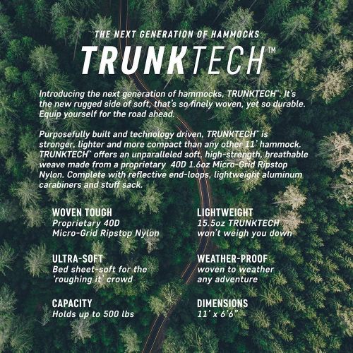  Grand Trunk Trunk Tech Double Hammock: Strong, Light, and Portable - Perfect for Outdoor Adventures, Backpacking, and Festivals