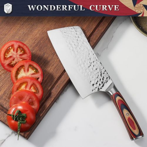  Cleaver Knife, GRANDKNIFE 7 inch Meat Cleaver, High Carbon German Stainless Steel Kitchen Knife, Professional Chef Knife for Home, Restaurant
