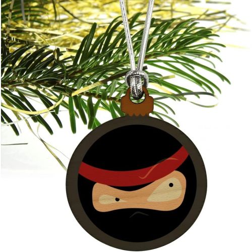  GRAPHICS & MORE Ninja Face Head Funny Mini Small Tiny Wood Christmas Tree Holiday Ornament
