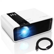 GRC Mini Projector, 1080P HD Supported 4500 Lux Portable Video Projector, Compatible with TV Stick, HDMI, USB , AV, DVD, for Multimedia Home Theater, Built-in Dual Speaker, Four Displa