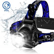 [아마존 핫딜] GRDE Headlamp, Super Bright LED Headlamps 18650 USB Rechargeable IPX4 Waterproof Flashlight with Zoomable Work Light, Hard Hat Light for Camping, Hiking, Outdoors