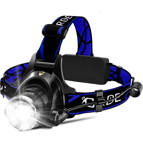  [아마존 핫딜] GRDE Headlamp, Super Bright LED Headlamps 18650 USB Rechargeable IPX4 Waterproof Flashlight with Zoomable Work Light, Hard Hat Light for Camping, Hiking, Outdoors