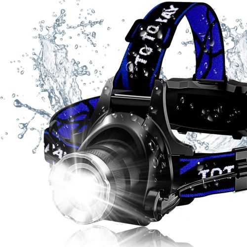  [아마존베스트]GRDE Headlamp, Super Bright LED Headlamps 18650 USB Rechargeable IPX4 Waterproof Flashlight with Zoomable Work Light, Hard Hat Light for Camping, Hiking, Outdoors (Blue)