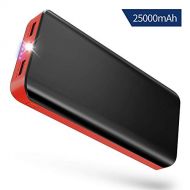 [아마존핫딜]GRDE Externer Akku 25000mAh Akku Powerbank Portable Externer Ladegerat mit 2 USB Ports 4 Stromanzeige und Super Helles LED-Licht Grosse Kapazitat Power Bank Ladegerat fuer iPhone iPad Sam