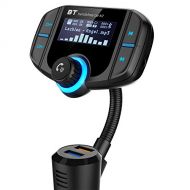 [아마존 핫딜]  [아마존핫딜]Bluetooth FM Transmitter GRDE KFZ Wireless Radio Adapter Dual USB Schnellladung 3.0 Ladegerat MP3 Player freisprecheinrichtung mit 3,5mm AUX-Eingang 1,7-Zoll-Display, TF-Karte, A2D