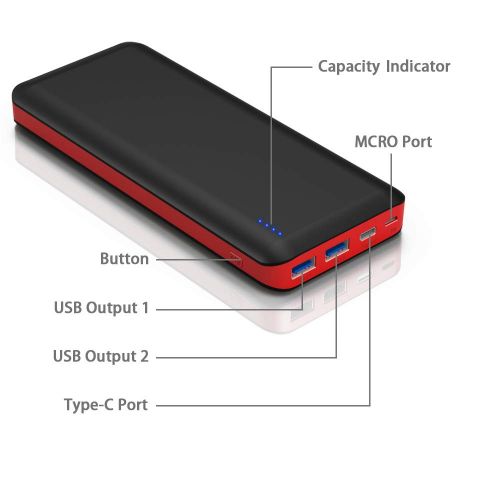  [아마존 핫딜]  [아마존핫딜]GRDE Power Bank 25800mAh Externer Akku Schnellladung QC3.0 mit 2 USB und Typ-C Ports Powerbank mit 4 LED-Betriebsanzeige fuer iPhoneXS max/XS/X/8/7 iPad Samsung Huawei Tablet Kamera PSP