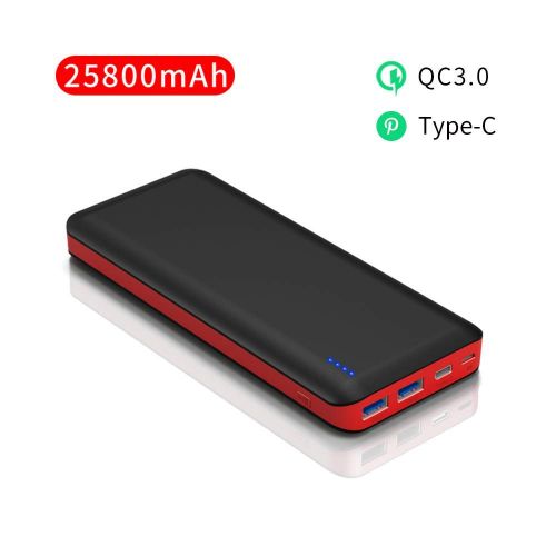  [아마존 핫딜]  [아마존핫딜]GRDE Power Bank 25800mAh Externer Akku Schnellladung QC3.0 mit 2 USB und Typ-C Ports Powerbank mit 4 LED-Betriebsanzeige fuer iPhoneXS max/XS/X/8/7 iPad Samsung Huawei Tablet Kamera PSP