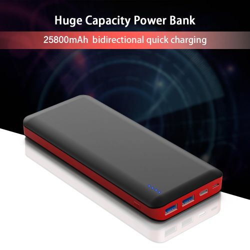  [아마존 핫딜]  [아마존핫딜]GRDE Power Bank 25800mAh Externer Akku Schnellladung QC3.0 mit 2 USB und Typ-C Ports Powerbank mit 4 LED-Betriebsanzeige fuer iPhoneXS max/XS/X/8/7 iPad Samsung Huawei Tablet Kamera PSP