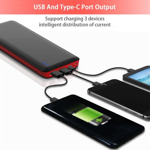  [아마존 핫딜]  [아마존핫딜]GRDE Power Bank 25800mAh Externer Akku Schnellladung QC3.0 mit 2 USB und Typ-C Ports Powerbank mit 4 LED-Betriebsanzeige fuer iPhoneXS max/XS/X/8/7 iPad Samsung Huawei Tablet Kamera PSP