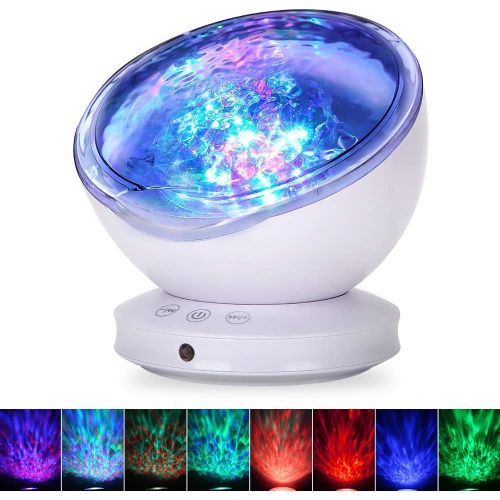  Ocean Wave Projector, GRDE 2020 Newest 12 LED Remote Control Night Light Lamp with Timer 8 Lighting Modes Light Show LED Night Light Projector Lamp for Baby Kids Adults Bedroom Liv