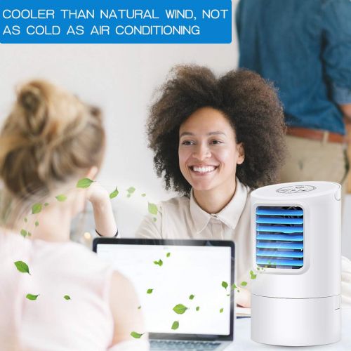  GREATSSLY Humidifier Portable Air Conditioner Fan, Mini Personal Evaporative Air Cooler Small Desktop Cooling Fan with 7 Colors LED Lights, Super Quiet Personal Table Fan Mini Evaporative Ai