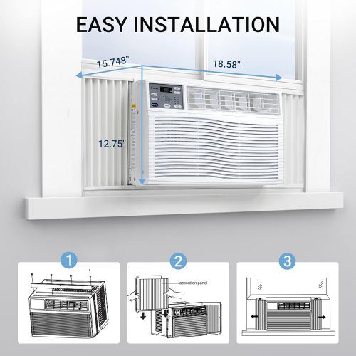  Gree 8000 BTU Window Air Conditioner with Remote Control, 3 in 1 Mini Air Conditioner Window Unit with Cooling, Dehumidifier, Fan functions, Quiet Window AC Unit for Rooms up to 35