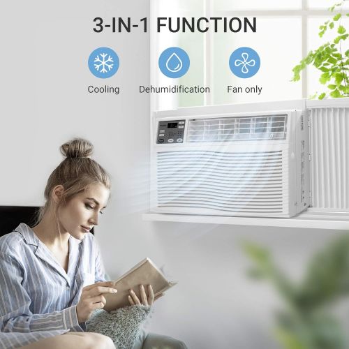  Gree 8000 BTU Window Air Conditioner with Remote Control, 3 in 1 Mini Air Conditioner Window Unit with Cooling, Dehumidifier, Fan functions, Quiet Window AC Unit for Rooms up to 35