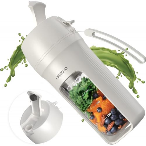  GREECHO Portable Blender, One-handed Drinking Mini Blender for Shakes and Smoothies, 12 oz Personal Blender with Rechargeable USB, Made with BPA-Free Material Portable Juicer, Matt