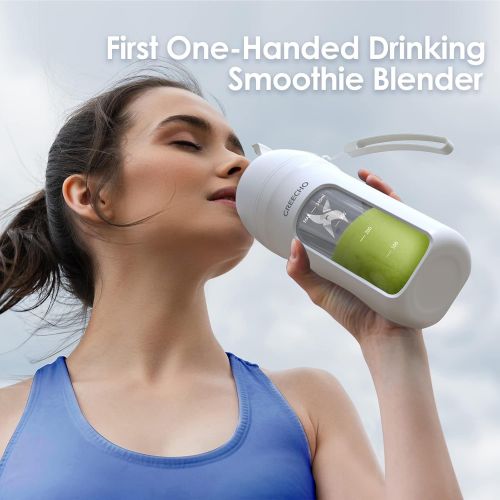  GREECHO Portable Blender, One-handed Drinking Mini Blender for Shakes and Smoothies, 12 oz Personal Blender with Rechargeable USB, Made with BPA-Free Material Portable Juicer, Matt