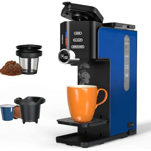  GREECHO Pod Coffee Maker Single Cup K-cup, 3-In-1 Brews K-Cup, Ground and Intenso Single-serve Brewers, 6-14 Oz Volume & Digital Display with 48 Oz Reservoir BPA-free Coffee Maker,