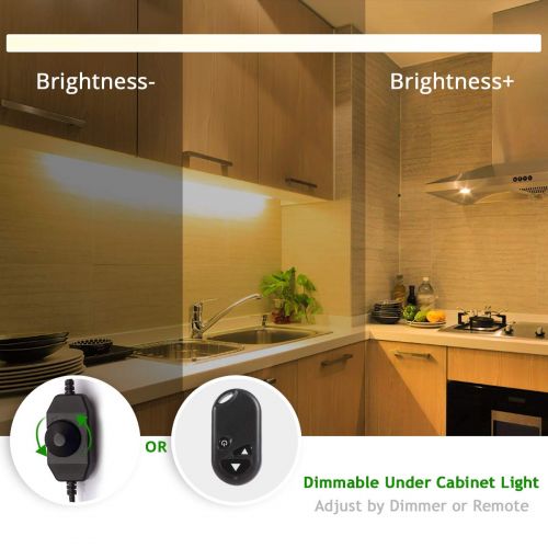  GREEMPIRE LED Under Cabinet Lighting, Dimmable Under Counter Kitchen Lights, Remote Control Closet Light, 3000K Warm White Under Shelf Lighting, 24W, 1800lm, UL Listed Plug