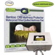GREEN COMFY BABY Crib Mattress Protector Pad 2/pack ORGANIC BAMBOO All-IN-ONE crib sheets / protector by Green Comfy Baby WATERPROOF fitted sheet crib pad cover 11 NO CHEMICAL HYPOALLERGENIC BLOCK
