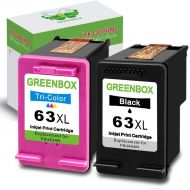 [아마존 핫딜] [아마존핫딜]GREENBOX Re-Manufactured Ink Cartridge Replacement for HP 63XL 63 XL Used in Envy 4520 4516 Officejet 5255 5258 4650 3830 3833 DeskJet 1112 3632 2130 Printer (1 Black 1 Tri-Color)