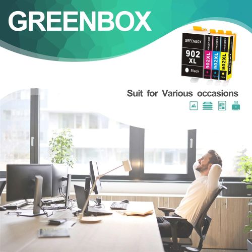  GREENBOX Compatible Ink Cartridges Replacement for Hp 902XL 902 XL for Hp OfficeJet Pro 6978 6968 6958 6962 6960 6970 6979 6950 6951 6954 6975 Printer (1 Black 1 Cyan 1 Magenta 1 Y