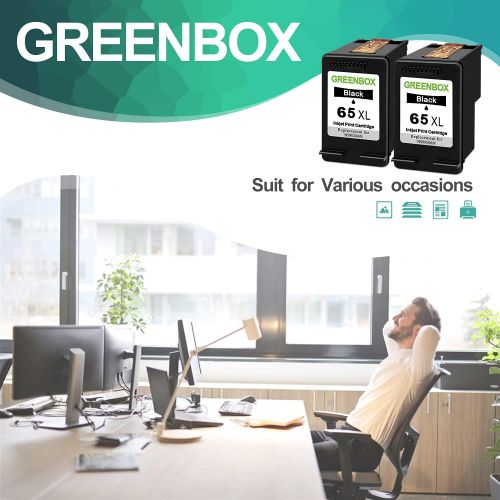  GREENBOX Remanufactured Ink Cartridge Replacement for HP 65 XL 65XL N9K04AN for Envy 5055 5052 5058 DeskJet 3755 2655 3720 3722 3723 3730 3721 3732 3752 3758 2652 2624 2622 Printer