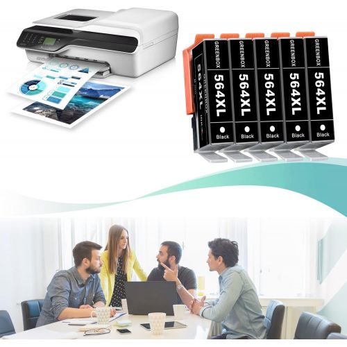  GREENBOX Compatible 564 564XL Ink Cartridge Replacement for HP 564 564 XL for HP Photosmart c309a c309g b209a 7520 7525 5510 5520 C5580 Printer (5 Black)