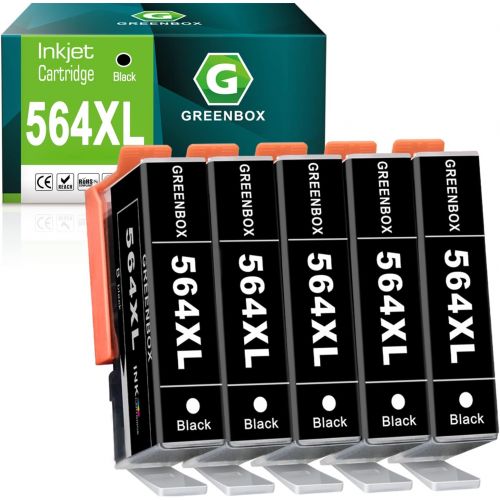  GREENBOX Compatible 564 564XL Ink Cartridge Replacement for HP 564 564 XL for HP Photosmart c309a c309g b209a 7520 7525 5510 5520 C5580 Printer (5 Black)