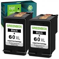 GREENBOX Remanufactured Ink Cartridge Replacement for HP 60XL 60 XL for HP Photosmart C4680 D110 Deskjet D1660 D2530 D2680 F2430 F4210 Printer (2 Black)