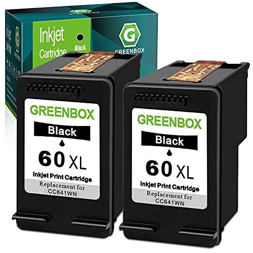  GREENBOX Remanufactured Ink Cartridge Replacement for HP 60XL 60 XL for HP Photosmart C4680 D110 Deskjet D1660 D2530 D2680 F2430 F4210 Printer (2 Black)