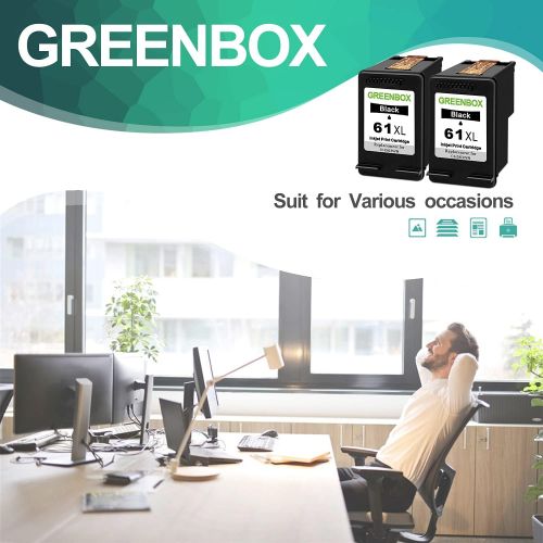  GREENBOX Remanufactured 61 Black Ink Cartridge Replacement for HP 61XL 61 XL for HP Envy 4500 5530 5534 5535 Deskjet 1000 1056 1010 1510 1512 2540 3050 3050A Officejet 2620 Printer