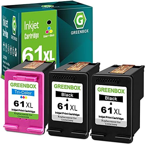  GREENBOX Remanufactured Ink Cartridge 61 Replacement for Hp 61XL 61 XL for Hp Envy 4500 5530 5534 5535 Deskjet 1000 1056 1010 1510 1512 2540 3050 Officejet 2620 Printer (2 Black 1