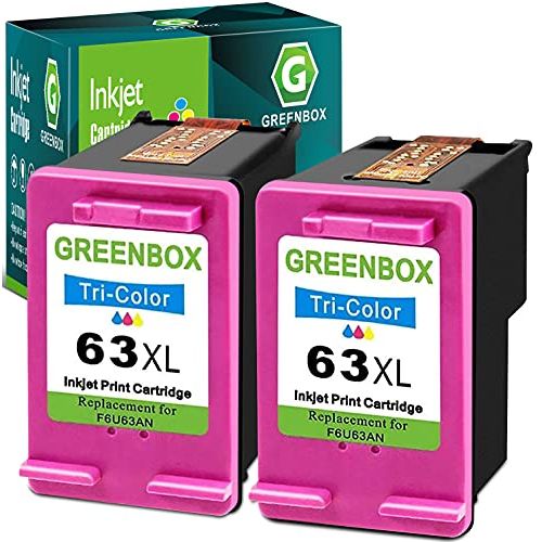  GREENBOX Remanufactured Ink Cartridge Replacement for HP 63XL 63 XL for HP Envy 4516 4520 Officejet 4650 3830 Deskjet 2130 2132 Printer (2 Tri-Color)