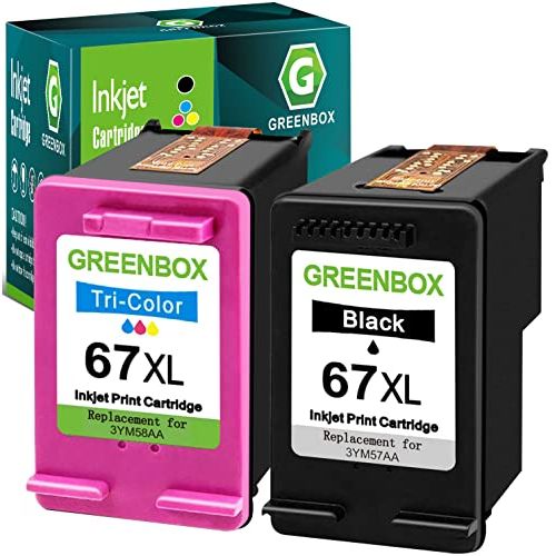  GREENBOX Remanufactured Ink Cartridge Replacement for HP 67 67XL for DeskJet 2732 2755 Envy 6052 6058 6075 DeskJet Plus 4152 4155 4158 Printer (1 Black 1 Tri-Color)