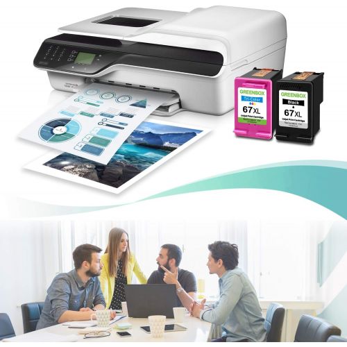  GREENBOX Remanufactured Ink Cartridge Replacement for HP 67 67XL for DeskJet 2732 2755 Envy 6052 6058 6075 DeskJet Plus 4152 4155 4158 Printer (1 Black 1 Tri-Color)