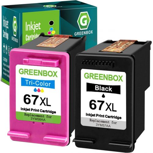  GREENBOX Remanufactured Ink Cartridge Replacement for HP 67 67XL for DeskJet 2732 2755 Envy 6052 6058 6075 DeskJet Plus 4152 4155 4158 Printer (1 Black 1 Tri-Color)