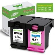 GREENBOX Re-Manufactured Ink Cartridge Replacement for HP 63XL 63 XL Used in HP Envy 4520 4516 Officejet 4650 3830 3833 3831 4655 DeskJet 1112 3632 2130 2132 Printer (1 Black, 1 Tr