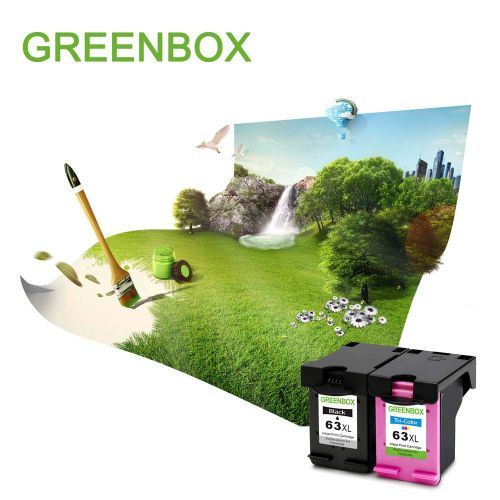  GREENBOX Re-Manufactured Ink Cartridge Replacement for HP 63XL 63 XL Used in HP Envy 4520 4516 Officejet 4650 3830 3833 3831 4655 DeskJet 1112 3632 2130 2132 Printer (1 Black, 1 Tr