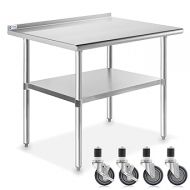 GRIDMANN Stainless Steel Table 36 in. x 24 in., NSF Commercial Kitchen Prep & Work Table w/ Backsplash and Wheels