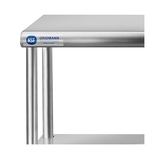  GRIDMANN NSF Stainless Steel Commercial Kitchen Prep & Work Table Plus A 2 Tier Shelf - 48 in. x 12 in.