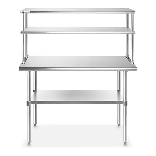  GRIDMANN NSF Stainless Steel Commercial Kitchen Prep & Work Table Plus A 2 Tier Shelf - 48 in. x 12 in.