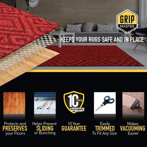  GRIP MASTER 2X Extra Thick Area Rug Cushioned Gripper Pad (5 x 7) for Hardwood + Hard Surface Floors, Maximum Grip and Cushion for Under Rugs, Premium Protection Pads, Many Sizes,