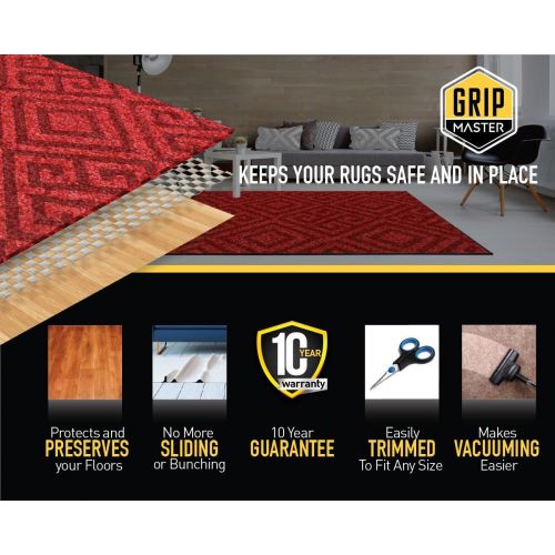 GRIP MASTER 2X Extra Thick Area Rug Cushioned Gripper Pad, 8 Feet x 10 Feet, for Hard Surface Floors, Maximum Gripper and Cushion for Under Rugs, Premium Protection Pads in Many Si