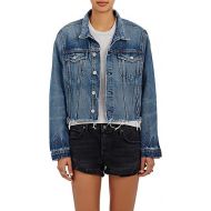 GRLFRND Womens Cara Crop Trucker Jacket - Md. Blue