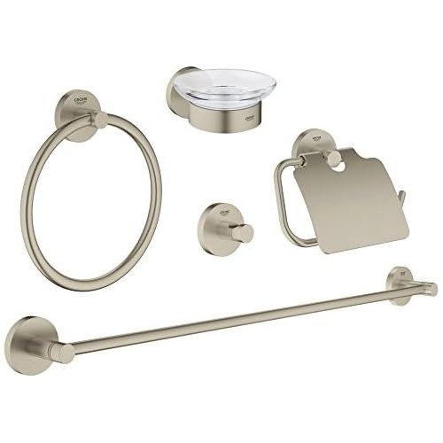  GROHE Essentials Master Bathroom Set, 5-In-1, Brushed Nickel