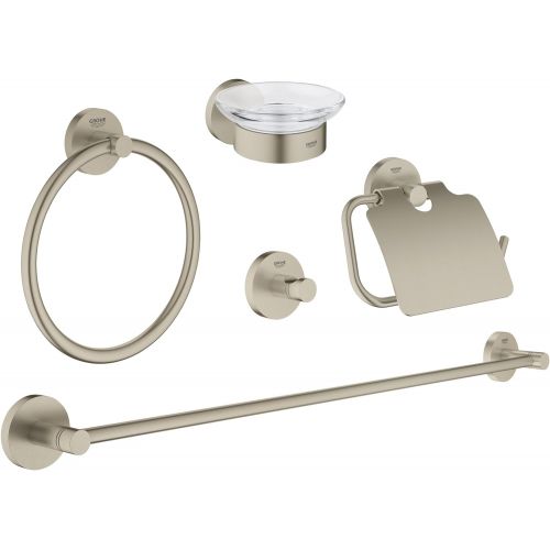  GROHE Essentials Master Bathroom Set, 5-In-1, Brushed Nickel