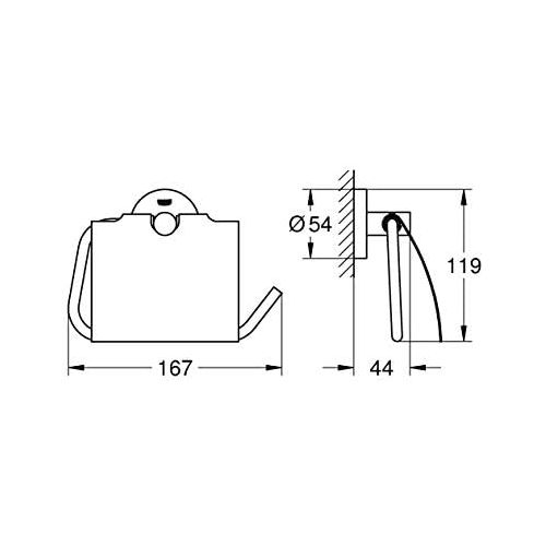  Grohe 40367001 Essentials Toilet Paper Holder With Cover, Starlight Chrome