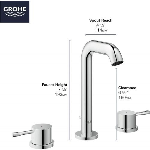  GROHE 20297BEA Essence 8″ Widespread Two-Handle Bathroom Faucet M-Size, Polished Nickel