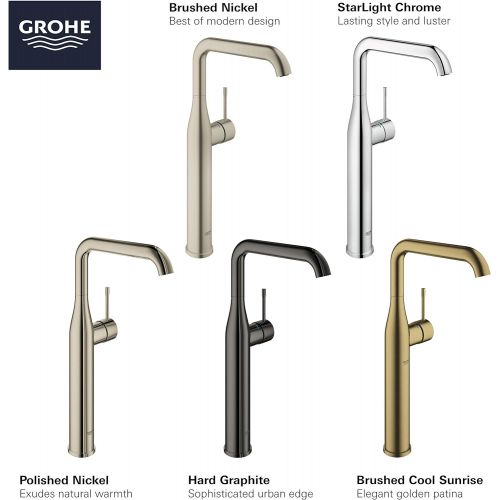  GROHE 23538A0A Essence Hole Single-Handle Vessel Bathroom Faucet XL-Size, Hard Graphite