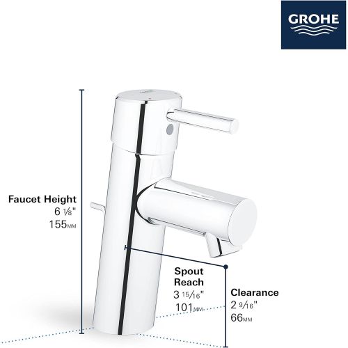  GROHE Concetto S-Size Single-Handle Single-Hole Bathroom Faucet Without Pop-Up - 1.2 GPM